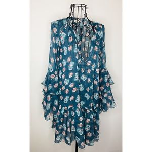 Bohemian Billabong teal shear ruffle tunic